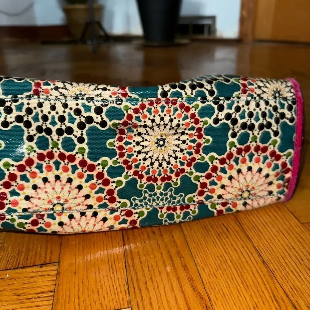 FOSSIL Geometry Prints Coated Canvas Shoulder Tote Bag #SHB1344 EUC